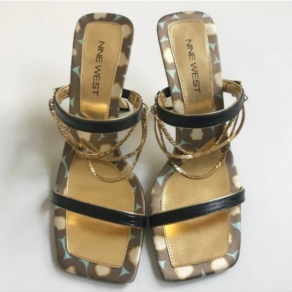 Nine West women's sandals multicolor leather O-Ketty size 8M